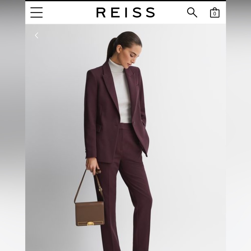 Reiss burgundy suit set tried on once pants and jacket